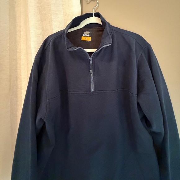 BERNE Men's Workwear Navy Pullover 1/4 Zip Sweat shirt, Size Large - Picture 3 of 16